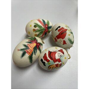 Vintage KSA Egg Shell 4 Christmas Ornaments HTF